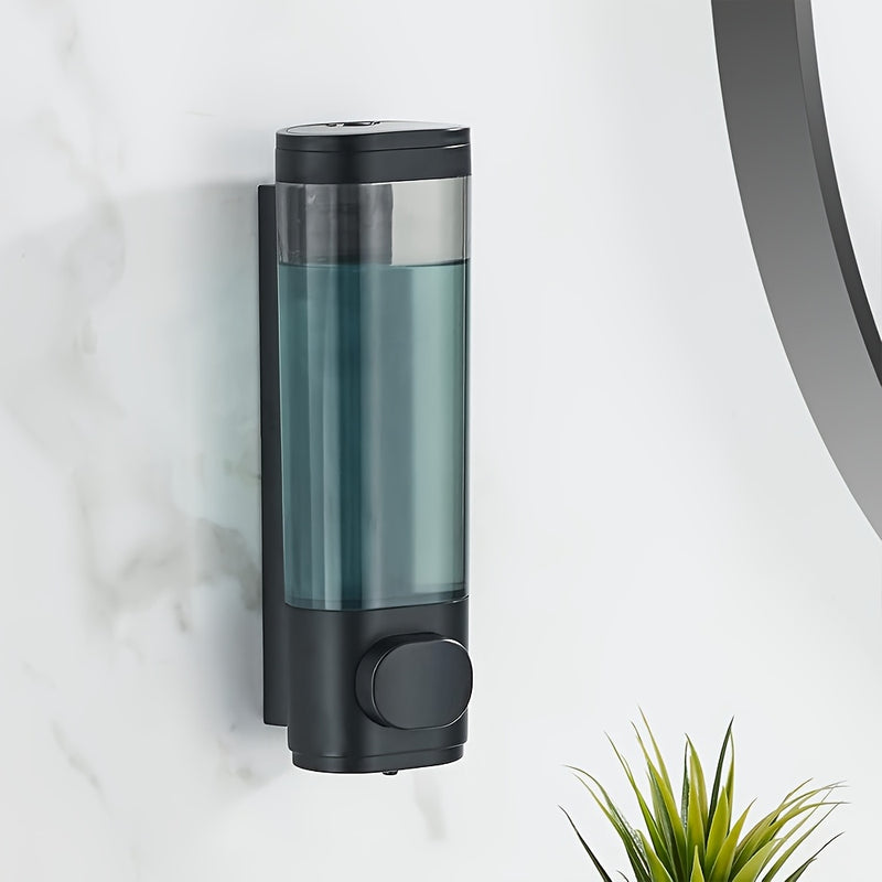 Dispensador de jabón de pared, diseño con cámara transparente de 300ml, accionamiento manual, ideal para baño y ducha, uso en hogares, hoteles, apartamentos y restaurantes