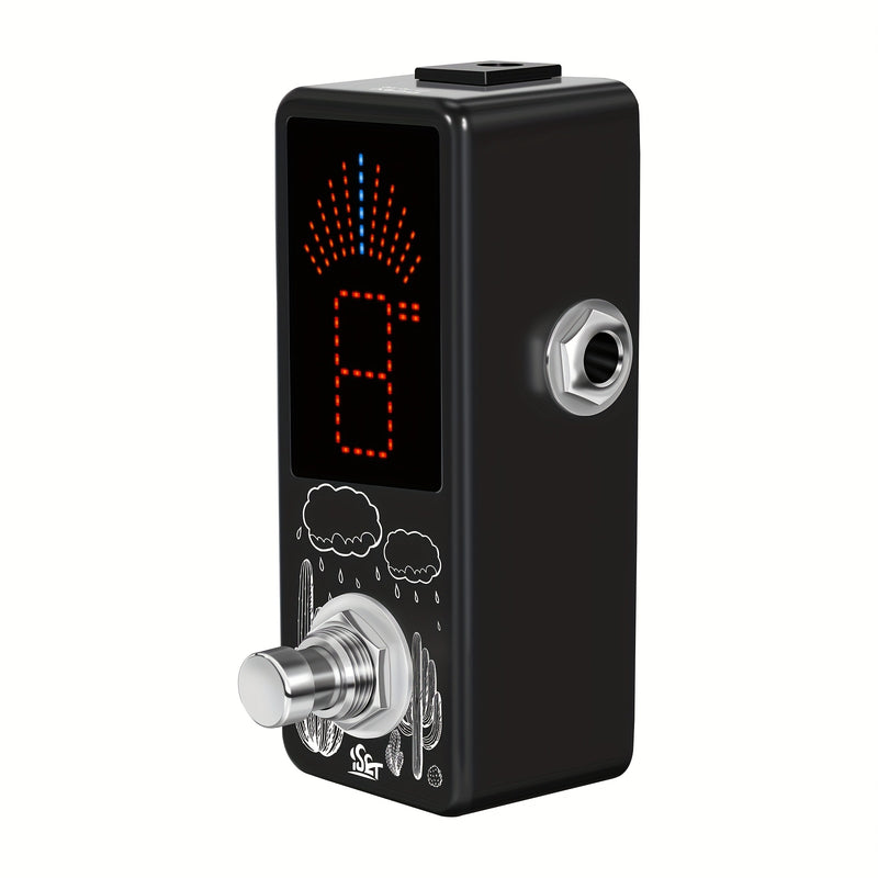 Pedal de Afinador para Guitarra Eléctrica con Pantalla LCD Digital - Sintonización Ultra Sensible, Reducción de Ruido USB, Clip Integrado, Compatible con Pedalboard Profesional y En Vivo, Acabados Metálicos Elegantes, Electrónica de Alta Calidad