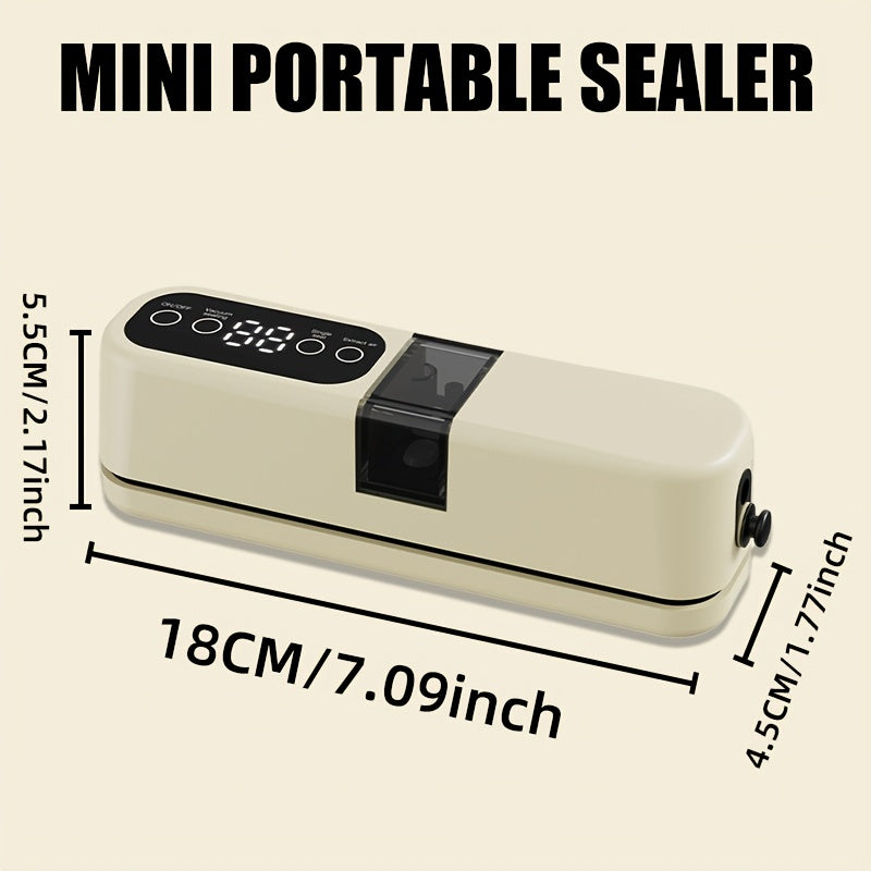 Máquina de sellado al vacío automática multifuncional con carga USB portátil, 1200mAh, 36V, succión externa + inflación para alimentos secos y húmedos, diseño compacto, adecuada para conservación a largo plazo en la cocina, hogar y picnic al aire libre,