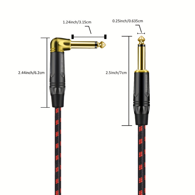 Cable de guitarra mono DREMAKE de 6,35 mm, macho a macho chapado en oro, cable Ethernet Cat5e, conector flexible redondo, cable de instrumento trenzado para guitarra, bajo, teclado