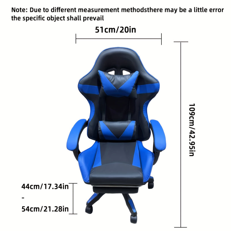 1 silla ergonómica para gaming, ajustable en altura con respaldo alto, sillón de oficina con reposacabezas y reposapiés, asistente moderno para entretenimiento en casa
