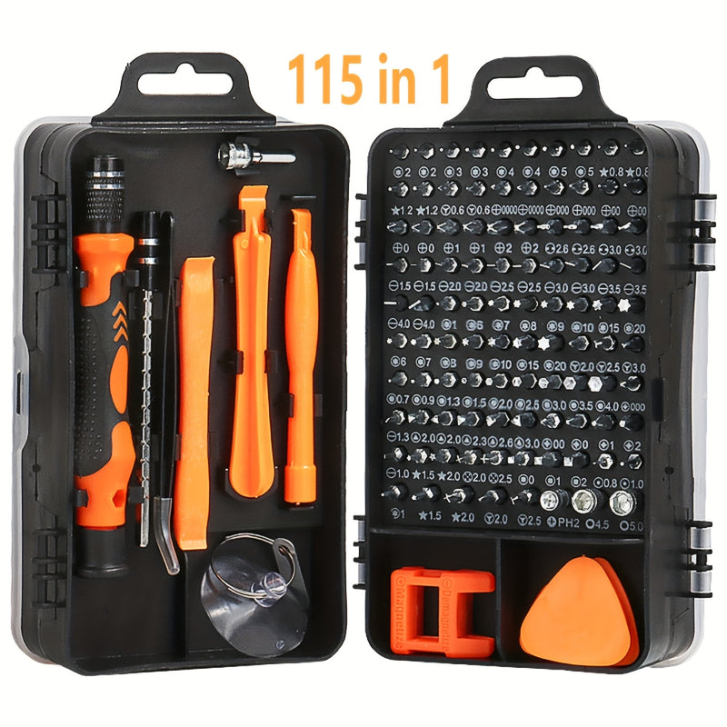 Juego de Destornilladores de Precisión 115 en 1, Kit de Herramientas para Reparación Electrónica con Bits Magnéticos Micro para iPhone, Computadora, PC, Portátil, Teléfono, Mac, Tableta, Bricolaje Doméstico, Consolas de Juegos, Gafas, Reloj, Timbre, etc