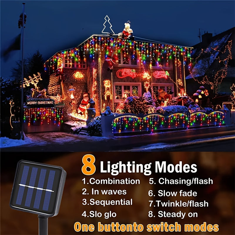 Luces de Hadas Solares en Forma de Copo de Nieve 4m/157.48in, Luces de Cadena con 8 Modos para Decoración de Aleras Exteriores, Árboles Navideños y Fiestas, Halloween y Navidad, Paquete de 1