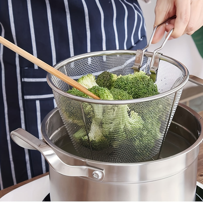 Colador plegable de acero inoxidable - Herramienta multifuncional de cocina para escurrir, filtrar y colar - Perfecto para cocinar, freír y cocinar al vapor Eid Al-Adha Mubarak