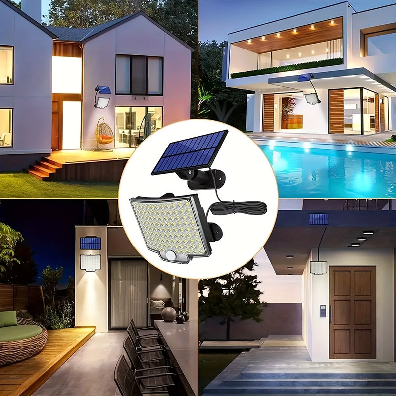 Linterna solar multifuncional con sensor de inducción y división, luz de camino IP44, luz nocturna, iluminación para almacén, adecuada para jardín, garaje, farola comercial y camping