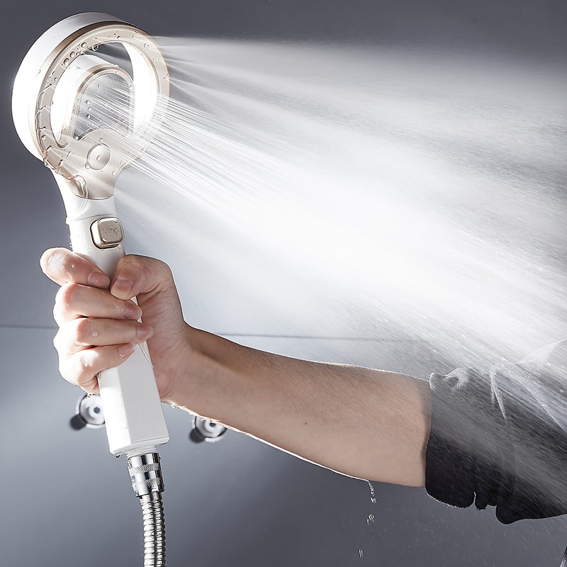 Rociador de Ducha de Anillo a Alta Presión - Cabezal de Ducha Montado en Pared de Plástico Duradero con Flujo Uniforme, Diseño Elegante Blanco para Baño y Ducha, Accesorio Moderno para el Hogar