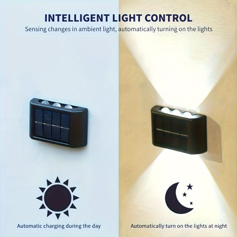 2 unidades de luces solares para paredes, iluminación para patio al aire libre para jardín, villa, paisaje, luces para paredes, cero factura de electricidad, diseño inalámbrico para paredes exteriores.