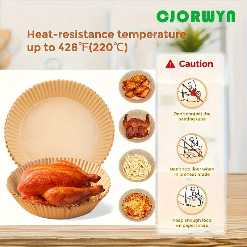 20 piezas de Papel Antiadherente para Freidora de Aire CJORWYN, Redondo de 20.07 cm - Desechable, Sin Blanquear, Resistente al Aceite para Hornear y Cocinar en Microondas más Saludable - Ideal para Accesorios de Freidora de Aire para Acción de Gracias, N