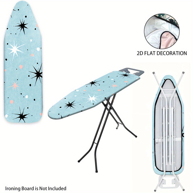 Fundas Lavables para Tabla de Planchar Resistente - Azul Claro, Estrellas Negras y Puntos Rosados, Ajuste Universal para la Mayoría de Mesas de Planchado, Decoración para Lavandería, Accesorios de Planchado (No Incluye Mesa), Diseño de Estrellas y Puntos