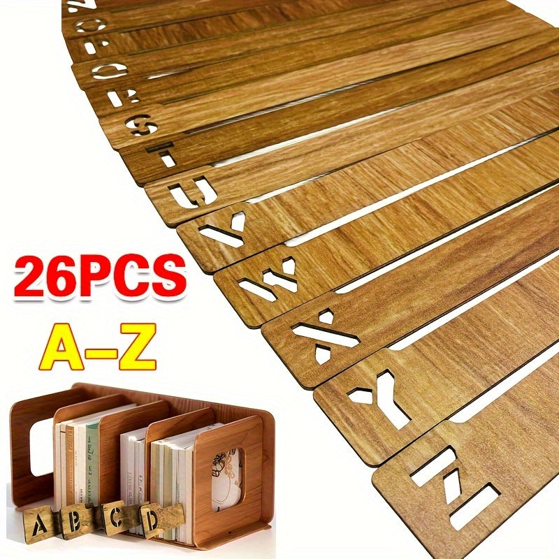 Juego de 26 separadores de vinilo de alta calidad de madera para discos de vinilo - Organizados alfabéticamente para almacenar su colección de música (Separadores de discos sólidos)