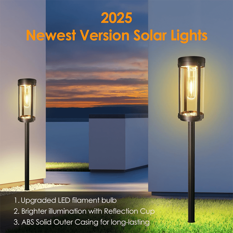 2/4 piezas, luces solares decorativas para exteriores, luces solares para césped IP44. Luces LED solares, luces decorativas para paisajes solares, adecuadas para patios, céspedes, caminos, muelles, garajes y jardines. Decoraciones para fiestas navideñas,