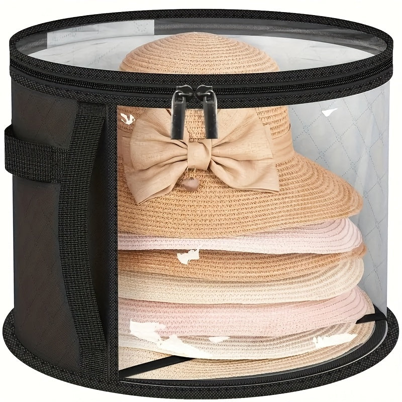 Caja de almacenamiento para sombreros extra grande, organizador de plástico resistente para sombreros de vaquero, playa y sol, liviana, resistente a manchas, con ventana transparente, cierres dobles, asas reforzadas, ideal para ropa, juguetes, accesorios