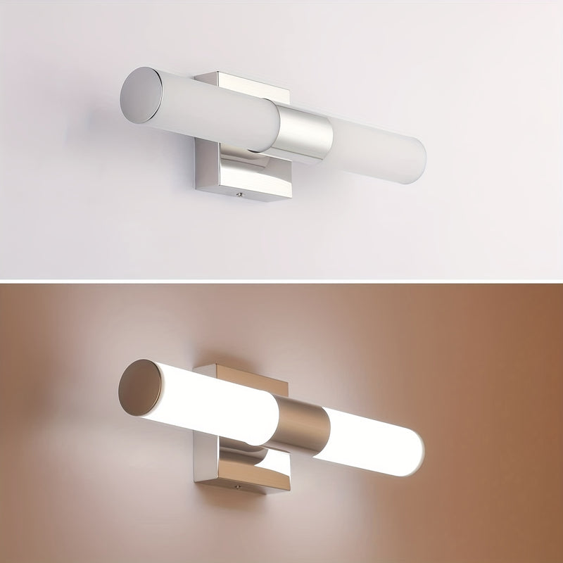 Luces LED para tocador, modernas lámparas de baño de acero inoxidable sobre espejo como iluminación de maquillaje, apliques de pared para baño (8W 15.75 pulgadas)