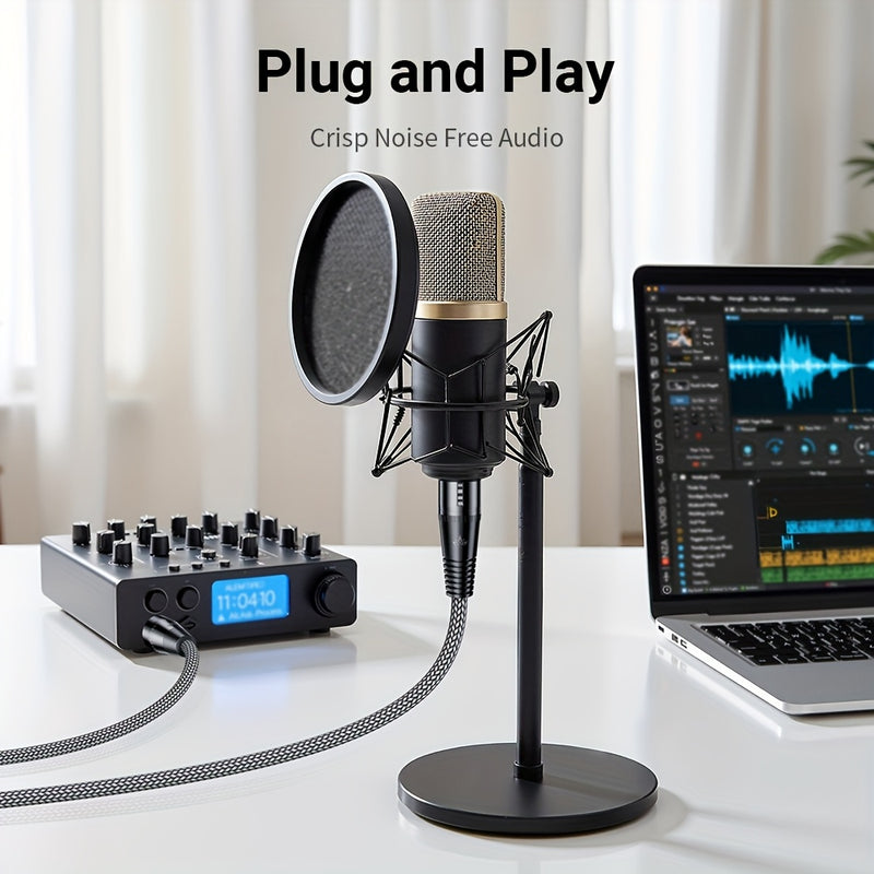 Cable de micrófono XLR masculino a femenino trenzado de nailon, equilibrado de 3 pines, adecuado para micrófonos, sistemas de altavoces, estaciones de radio, estudios de grabación.