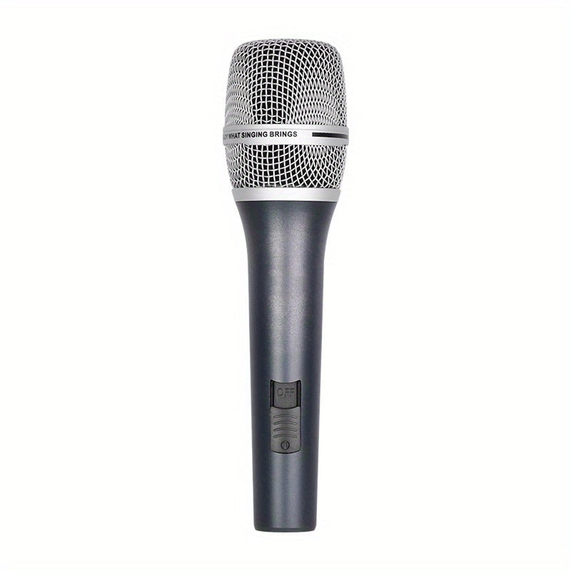 Micrófono dinámico de alta fidelidad profesional con cable XLR incluido, diseño de agarre metálico con interruptor de encendido/apagado, ideal para karaoke, canto, discursos públicos, juegos, micrófono de karaoke. Micrófono profesional. Micrófono de meta
