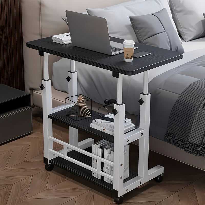 Escritorio de Computadora con Altura Ajustable, Disponible en /Blanco/Nogal, Ideal para Dormitorio, Sala o Residencia Estudiantil, Mesa Simple y Práctica para Escritura