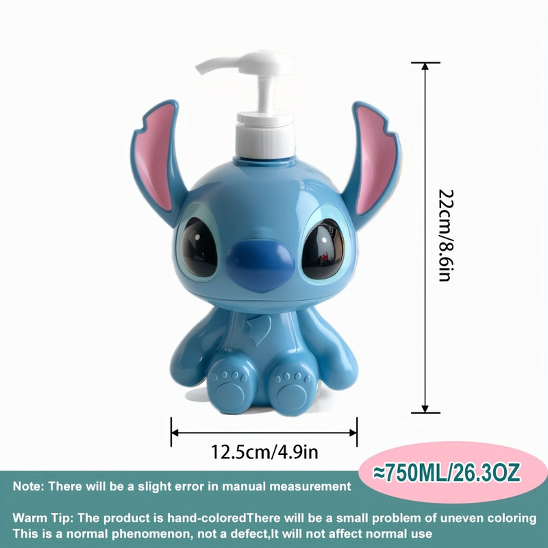 1 Unidad, Botella Vacía Grande De Stitch De Disney - Diseño De Personaje Lindo Para Baño/Champú/Lavado De Manos/Dispensador De Loción, Material Plástico Para Decoración De Baño Y Cocina, Regalo Perfecto Para Halloween Y Navidad