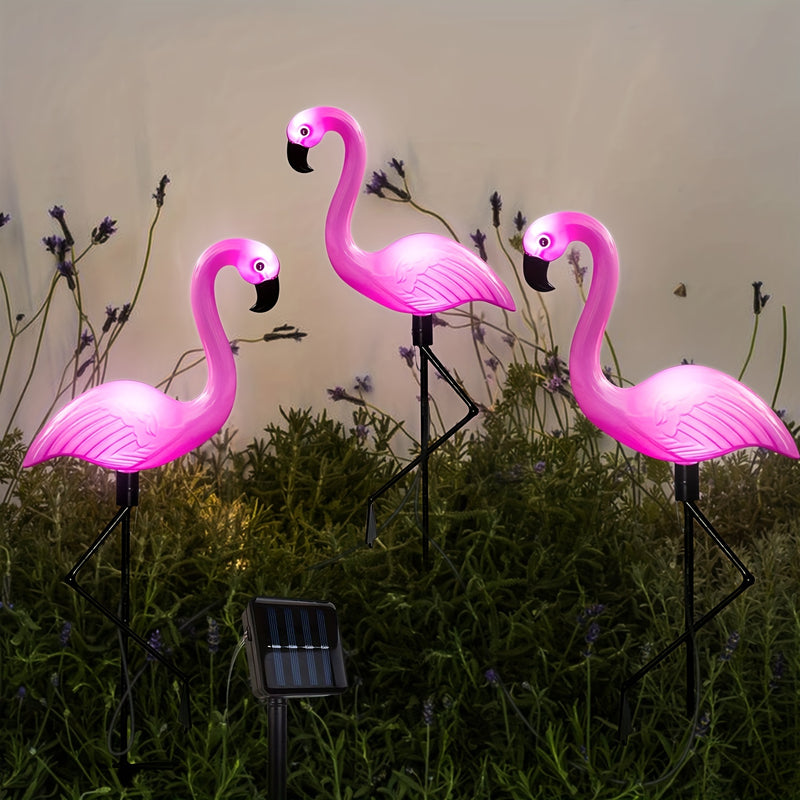 1/3pcs Luces Solares Exteriores de Flamenco para Jardín, Luz LED de Estaca para Camino, Césped, Paisaje, Decoración Festiva
