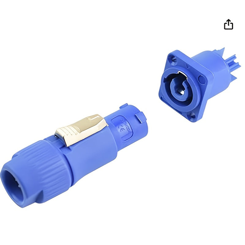 Juego de 5 Conectores de Alimentación AC Azules de 3 Pines, 20A/250V, Compatibles con NAC3FCA, NAC3FCB, NAC3MA-1, NAC3MPB-1 - Ideales para Iluminación de Escenario y Pantallas LED, Accesorios de Iluminación de Escenario, Diseño de Agarre Estriado, Constr