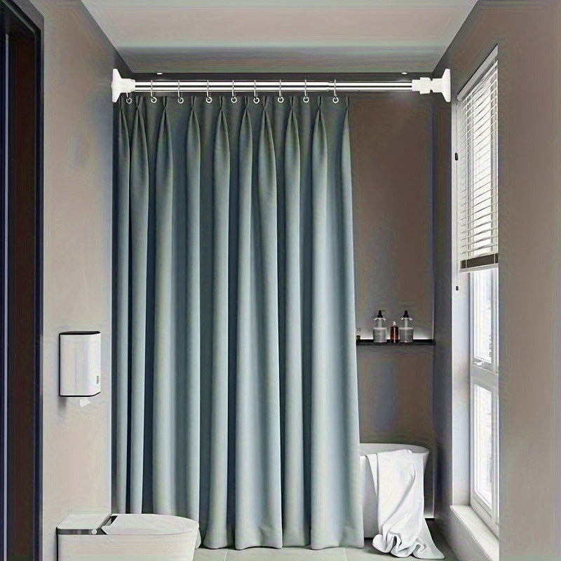 Barra extensible para cortina de baño, 50-80 cm, acero inoxidable, ajustable sin taladro, instalación por tensión, diseño duradero y ahorrador de espacio para baño y ducha