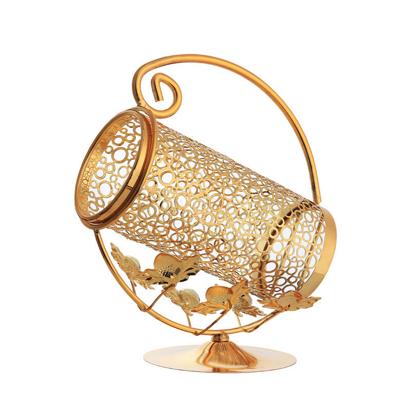Soporte Elegante para Botella de Vino Individual - Metal con Patrones Intrincados de Hojas y Enredaderas, Acabado Dorado para Mesa en Sala de Estar, Cocina o Comedor - Portavinos Decorativo, Adorno para la Cocina