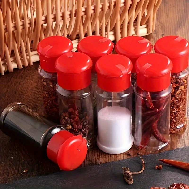 Juego de 10 Tarros de Especias Libres de BPA con Tapas Agitadoras - Contenedores de Plástico Duraderos para Condimentos y Sazonadores para BBQ, Camping, Picnics y Organización de Cocina, Tapas para Verter, Almacenamiento