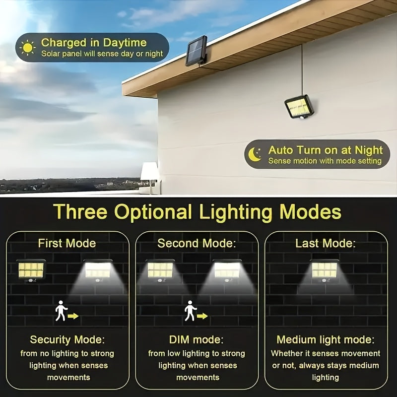 1/2/4 piezas de luz solar para pared, panel solar ajustable, 3 modos de funcionamiento, luz solar super brillante desmontable para porche, control remoto, montaje en pared, adecuado para pared, patio, garaje, jardín, patio y acera, con sensor infrarrojo,