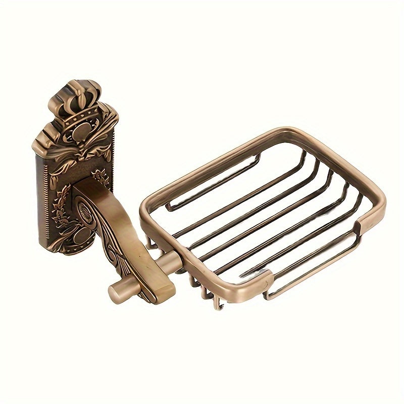 Porta jabón vintage - Soporte de baño antiguo con base antideslizante, bandeja dorada elegante para ducha o tocador - Organizador decorativo fácil de limpiar (construcción en aluminio), bandejita para tocador