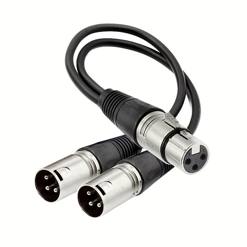 Cable XLR modular de aleación de zinc con divisor 2 hembra a 1 macho, línea de audio de 3 pines para micrófonos, color negro y plateado resistente, longitud de 1.5 m/5.9 pies, equipo de audio profesional | Cable modular | Cable duradero