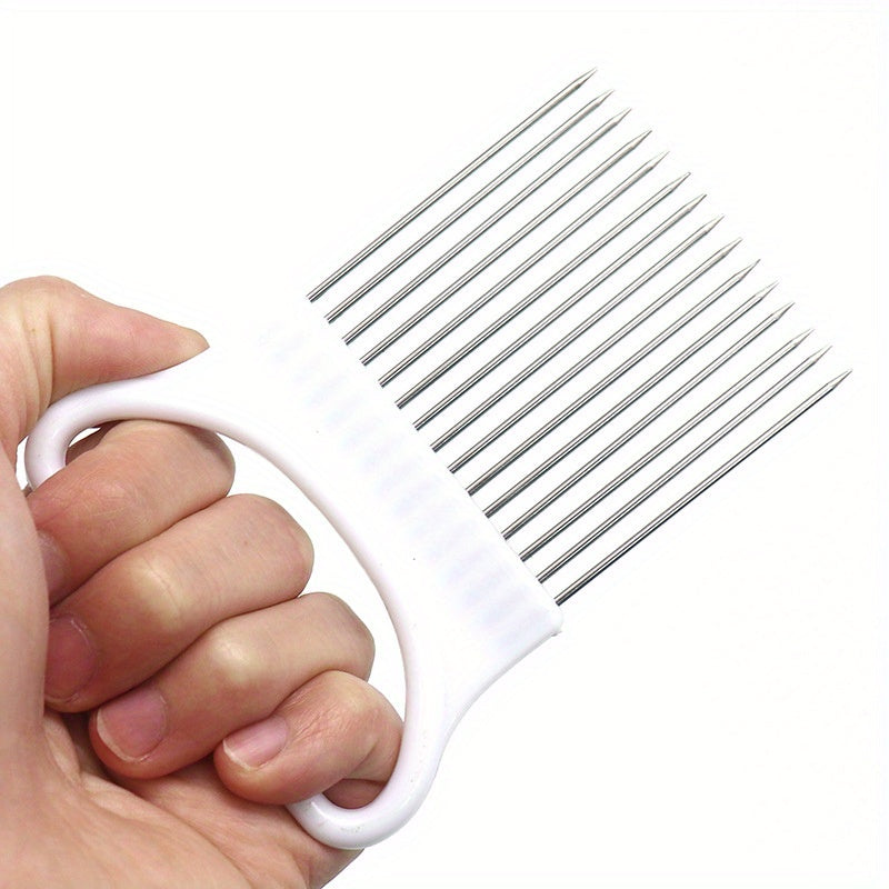 Utensilio de Cocina Multifuncional de Acero Inoxidable para Cortar Cebollas, Carne y Frutas – Mango Ergonómico, Diseño Resistente al Óxido, Sin Necesidad de Electricidad, Rebanador de Verduras