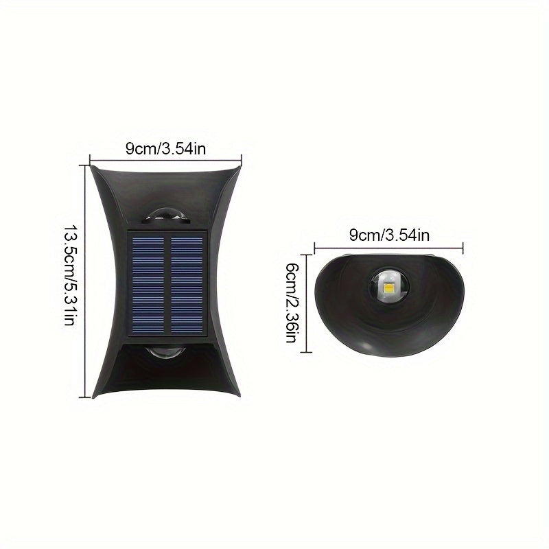 Lámpara de pared de LED con sensor de luz automático alimentada por energía solar, montaje semi-incrustado de plástico, doble iluminación direccional, diseño desmontable con carga solar, batería de níquel de 300mAh, portátil - Incluye fuente de luz integ