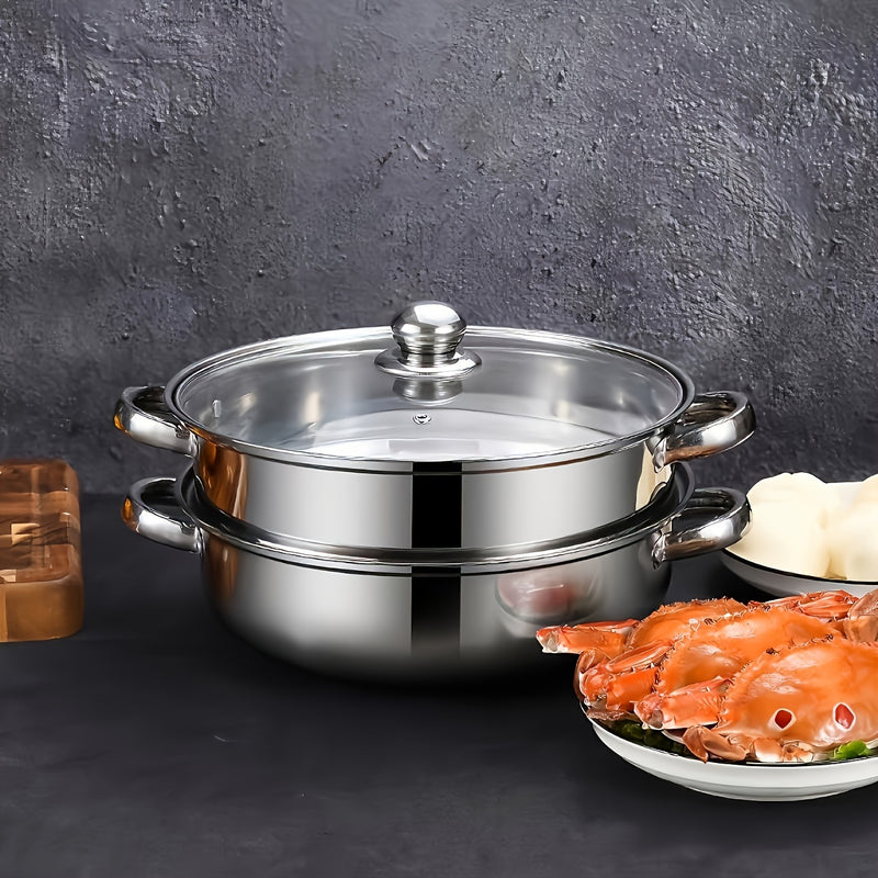 Set de vaporizador de acero inoxidable - 1 pieza de doble capa, diseño engrosado, compatible con inducción y estufa de gas, ideal para cocinar y hostelería, uso adulto