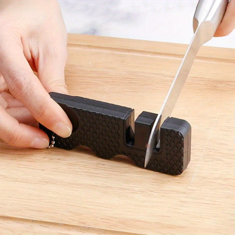 Afilar cuchillos portátiles de doble cara - Herramienta de cocina multifuncional manual para afilar cuchillos y frutas, material PP duradero, sin carga, no necesita batería, accesorios de cocina