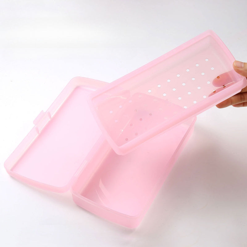 1 pieza, bandeja de esterilización portátil manual para arte de uñas - Caja de desinfección de plástico PP con múltiples compartimentos y agujeros de ventilación, ideal para salón, spa, herramientas de manicura, suministros de arte de uñas | Bandeja orga