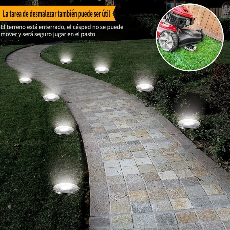 4/8/10/12 piezas de luces solares de disco, luces solares para jardín, 8 luces LED mejoradas para exteriores, luces de paisaje IP65 para caminos, patios, terrazas, césped, patios, senderos
