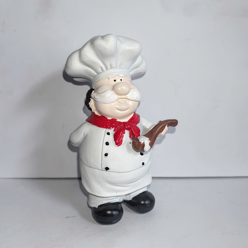 Figura de Chef con Barba Blanca y Banda Roja - Estatuilla Creativa en Resina para Decoración de Cocina, Uso Interior/Exterior, Ideal para Hogar o Restaurante