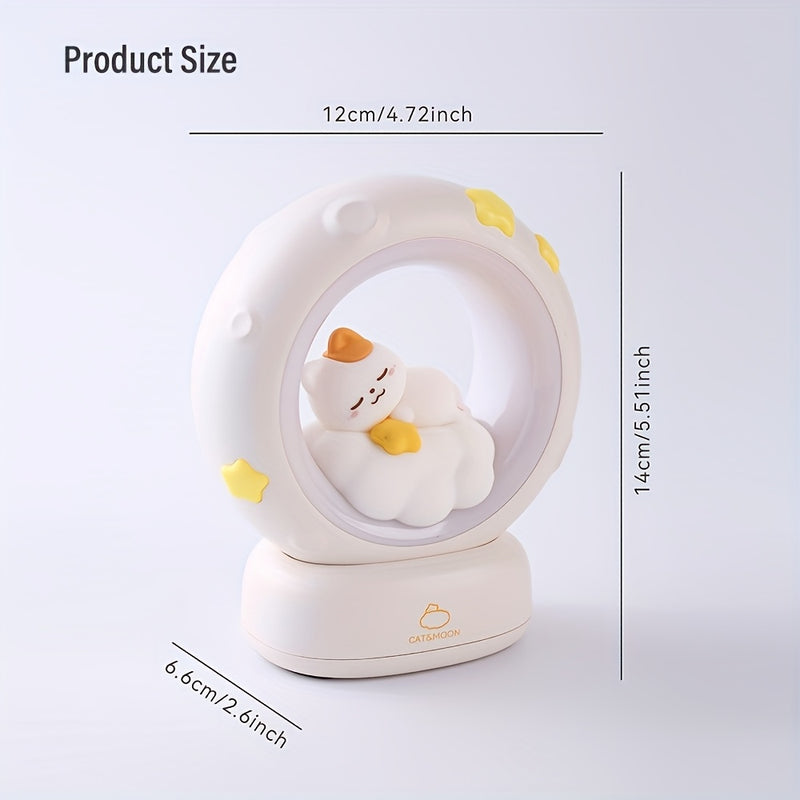 1pc Luz Nocturna de Gato Durmiente, Lámpara Compañera Recargable por USB, Lámpara de Mesa con Regulación de 3 Velocidades y Ajuste de Brillo en 3 Niveles, Lámpara Desestresante para Oficina, Lámpara Decorativa Linda para Dormitorio o Sala de Estar, Regal