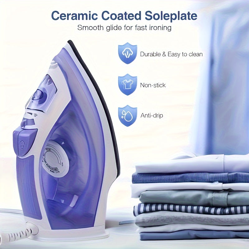 1 pieza de 1200W, plancha de vapor de alta potencia para ropa, plancha de vapor para ropa, base antiadherente, mano de obra doméstica, baja temperatura, hermética, alta presión, vapor, temperatura ajustable, antiobstrucción, multifuncional, agua pulveriz