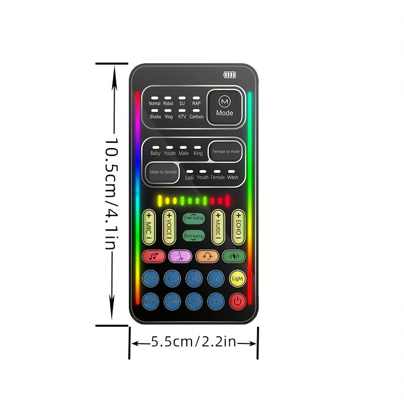 Kit portátil para podcast con cambiador de voz, 8 efectos de voz, ajuste de sonido, incluye micrófono de mano con cable, compatible con celulares y computadoras