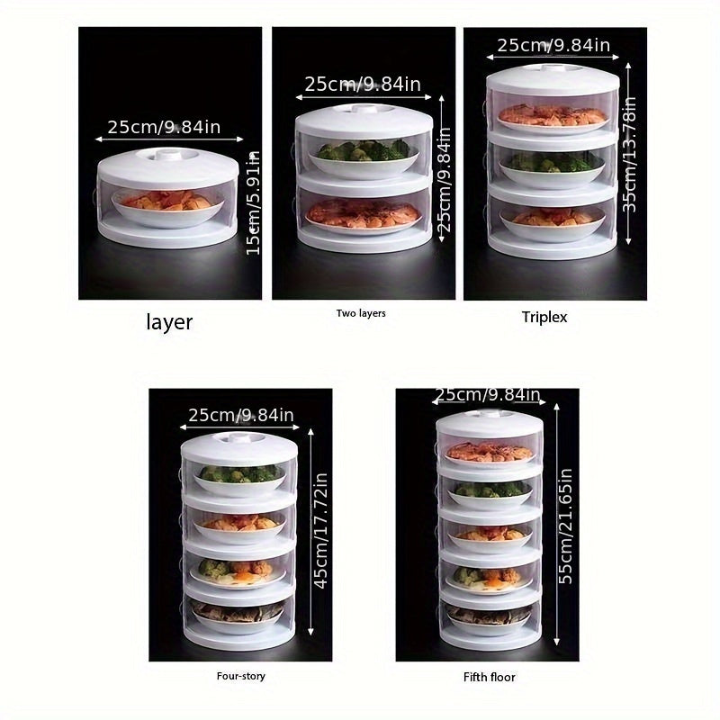 Cubierta de Alimentos de Plástico Transparente Apilable - Multifuncional, a Prueba de Polvo y Conservadora de Frescura para Sobras y Comidas