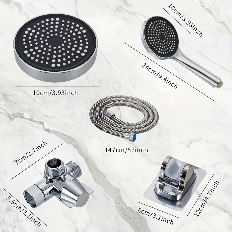 1 juego de ducha ABS con alta caudalidad y manguera, conjunto de ducha portátil dos en uno, distribuidor de agua de tres vías con manguera larga, accesorios para baño
