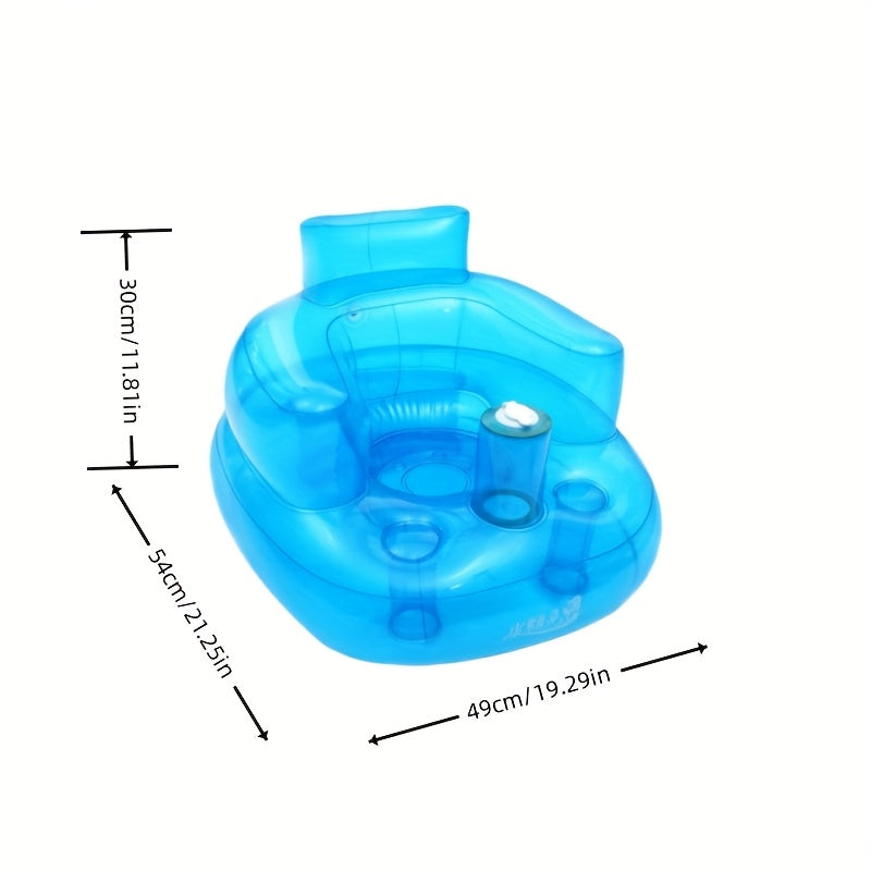 1pc Silla de Estudio Inflable Portátil con Bomba de Aire Incorporada, Diseño Ergonómico, Material Grueso y Duradero de PVC, Rosa y Azul, Multifunción para Baño, Camping, Piscina y Playa