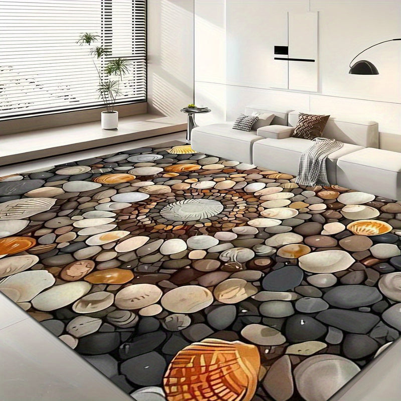 1 pieza, alfombrilla de suelo con estampado de conchas y piedras, adecuada para alfombrilla de cocina, pasillo, entrada de dormitorio, baño, entrada de baño, dormitorio, entrada de dormitorio, sala de estar, entrada de sala de estar, alfombrilla de suelo
