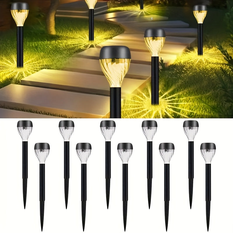 10 Piezas de Luces Solares para Tierra con Tubo Plástico, Iluminación Exterior Adecuadas para Jardín, Patio y Césped