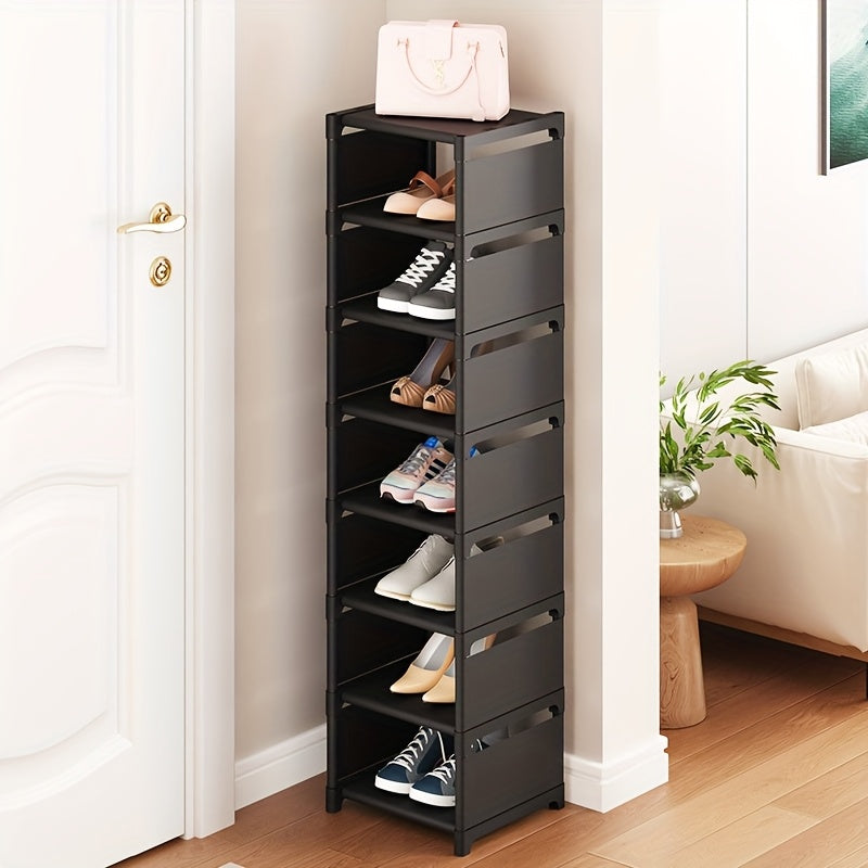 Estante para zapatos metálico ajustable de 4/6/8 niveles, sin necesidad de herramientas, portátil, ideal para dormitorios y hogar, solución de almacenamiento multinivel para tenis y calzado, diseño sencillo en blanco/negro, organizador de zapatos durader