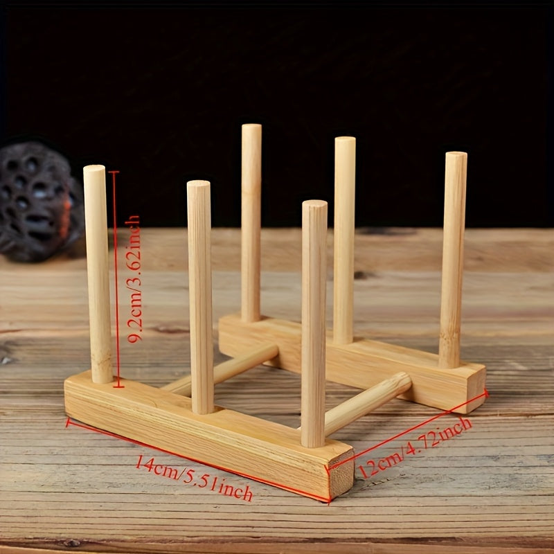 Organizador de tazas de bambú elegante - Estante de almacenamiento resistente al polvo para juegos de té y vajilla de vidrio