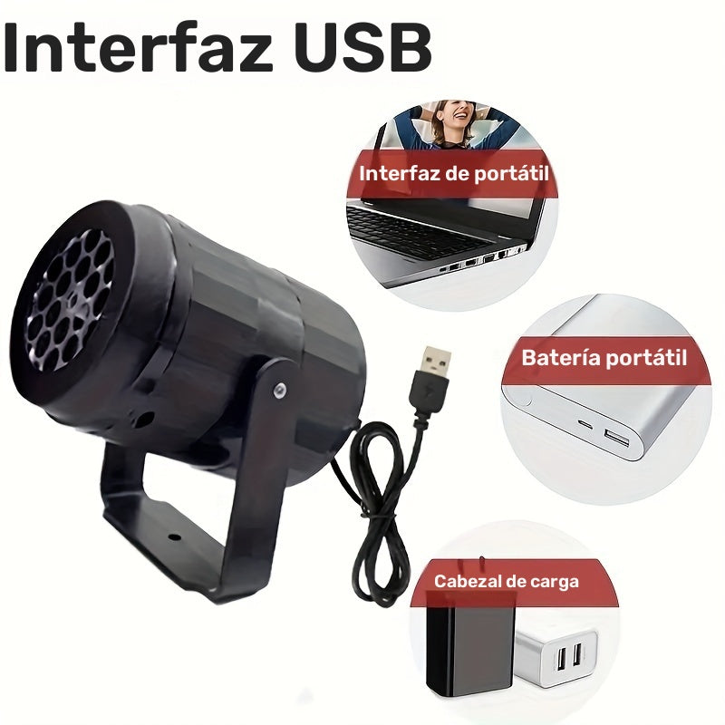 Proyector de copos de nieve con USB, perfecto para decoración navideña en interiores, fiestas de Navidad, luz escénica con patrón giratorio de copos de nieve