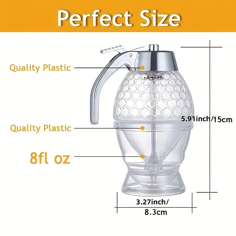 Dispensador de Miel con Estante - Organizador de Cocina Duradero para Jarabes, Salsas y Condimentos - Boquilla Fácil de Verter y Diseño Ahorrador de Espacio para Hogar y Restaurante, Material Transparente, Artesanía Funcional