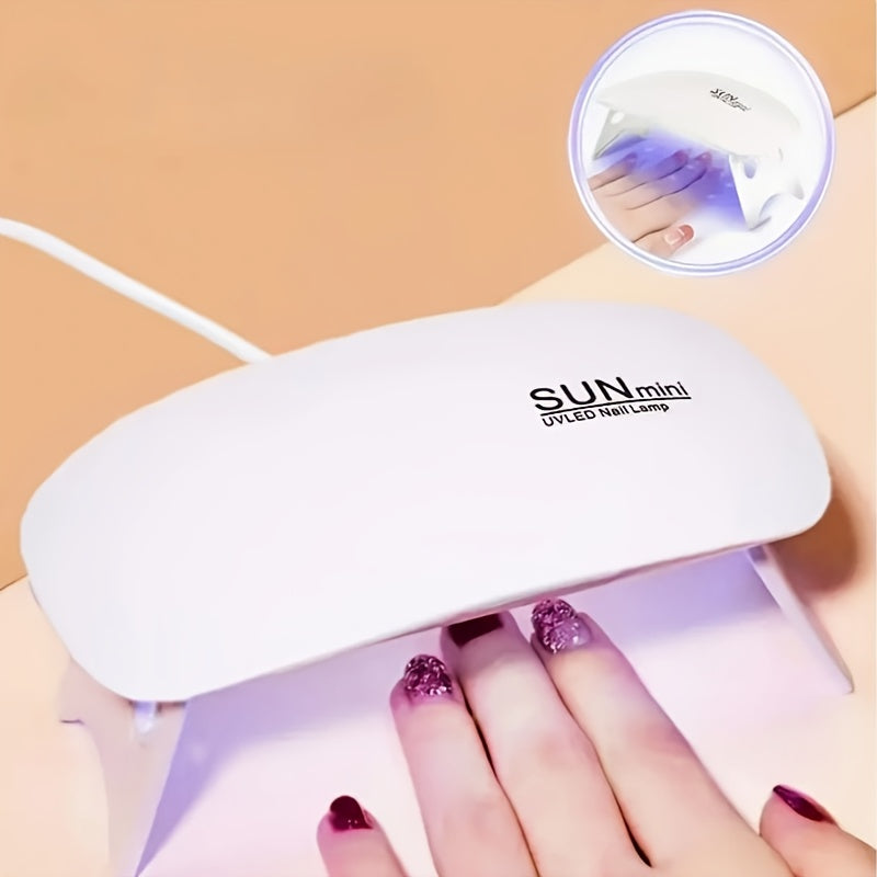 Linterna de Manicura Portátil Mini con 6 Bombillas LED - Rosa y Blanca, Alimentada por USB, Diseño Plegable, Ideal para Pulir Gel y Secar - Elección Perfecta para el Cuidado de Manos y Pies