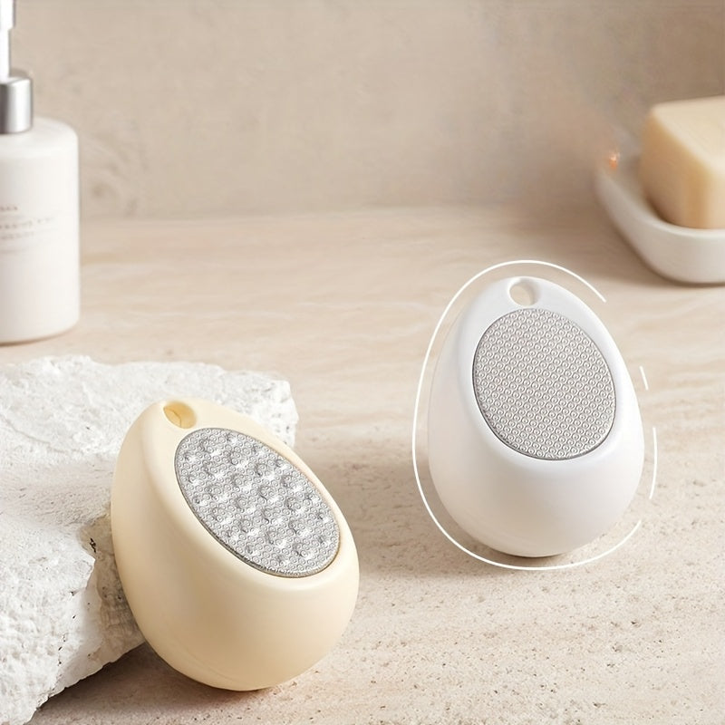 Limpia de acero inoxidable de doble cara y herramienta de cuidado de luz muerta beige - Mango ergonómico antideslizante, exfoliador portátil de pies y manos con cabezas intercambiables para áreas duras, manchas, - Cuidado de pedicura y manicura sin bater